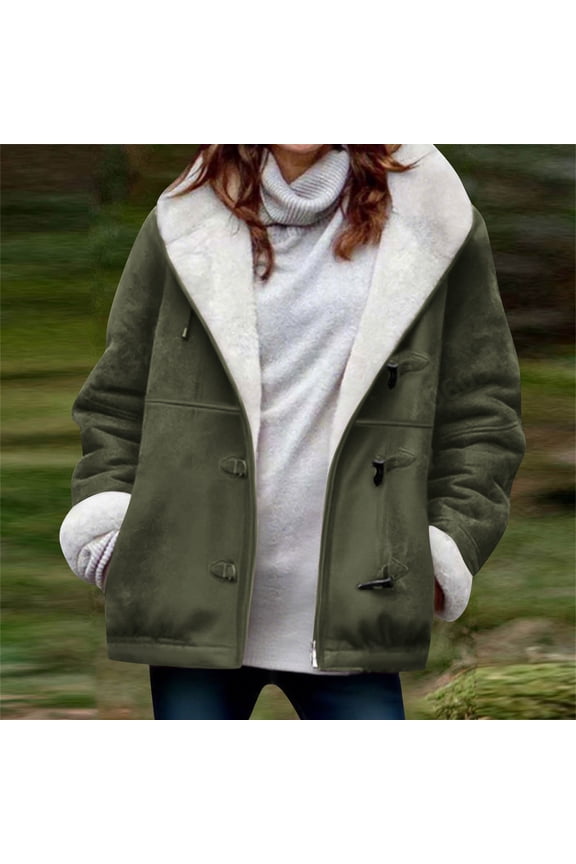 Womens Oversized Zip Up Hooded Jacket Winter Plus Size Sherpa Coat Fleece Coat for Women Army Green L