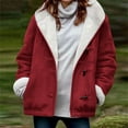 thumbnail image 1 of SEAOPEN Womens Oversized Zip Up Hooded Jacket Winter Plus Size Sherpa Coat Fleece Coat for Women Red L, 1 of 5