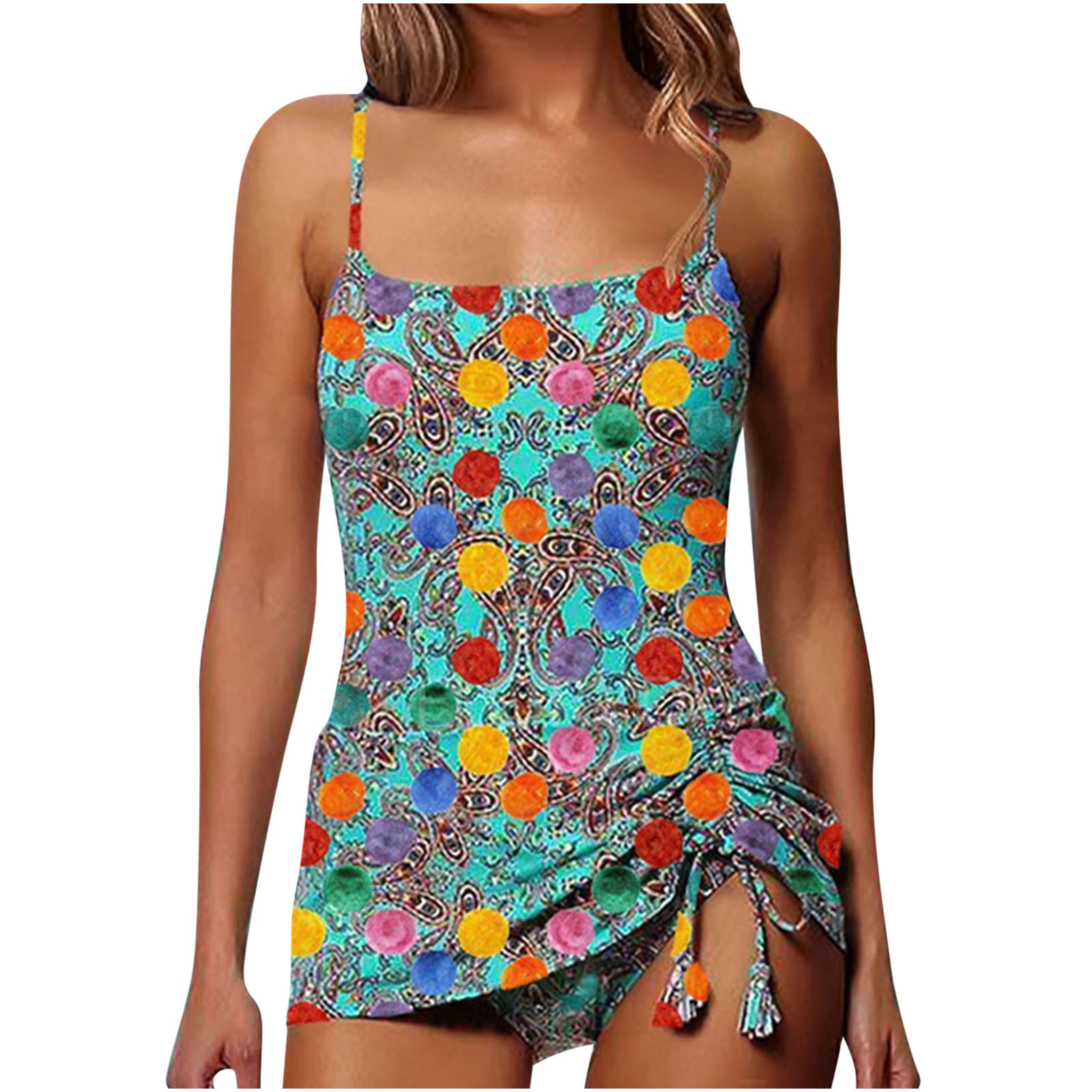 SEAOPEN Womens Petite Tankini Swimdress with Shorts 2 Piece Swimsuits