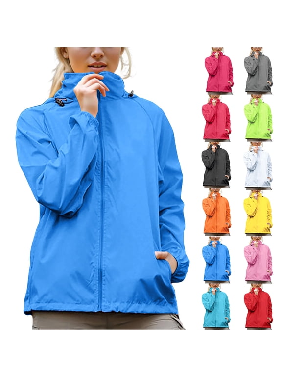 Womens Rain Jackets Waterproof Windbreaker Jackets lightweight Rain Coat Pink,M