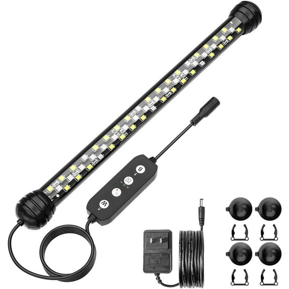 ‌SEAOURA 11 Inch LED Aquarium Light with Timer - Submersible Fish Tank Light, Auto On/Off, 3 Lighting Modes & Adjustable Brightness, 7W Full Spectrum for 12-23 Inch Planted Tanks