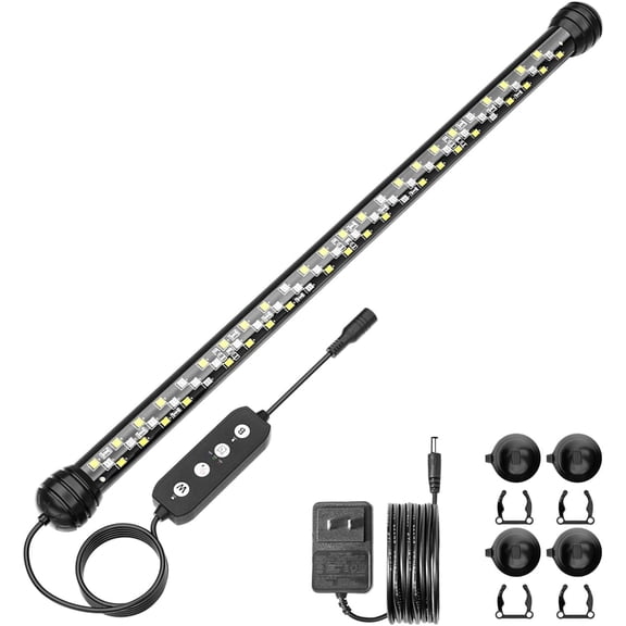 ‌SEAOURA 15" Smart LED Aquarium Light - Timer & 3 Modes, Submersible 9W Light for 16-27 Inch Freshwater/Planted Tanks
