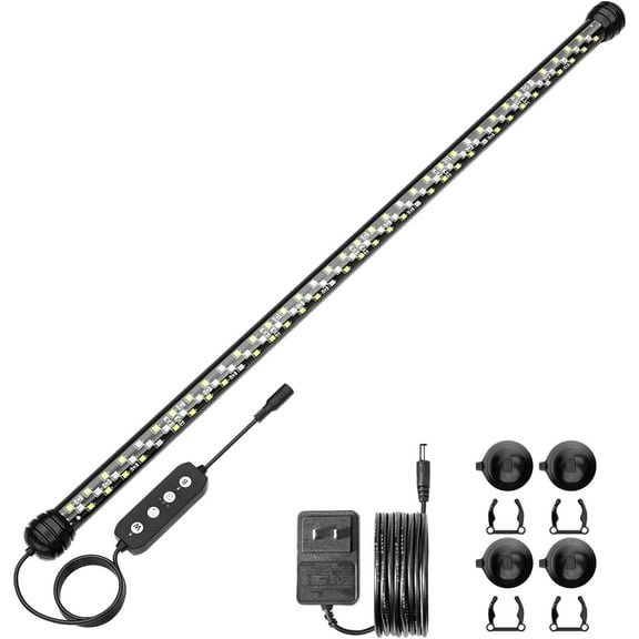 SEAOURA 22.8 Inch LED Aquarium Light with Timer - Submersible Fish Tank Light, Auto On/Off, 3 Lighting Modes & Adjustable Brightness, 12W Full Spectrum for 24-43 Inch Planted Tanks