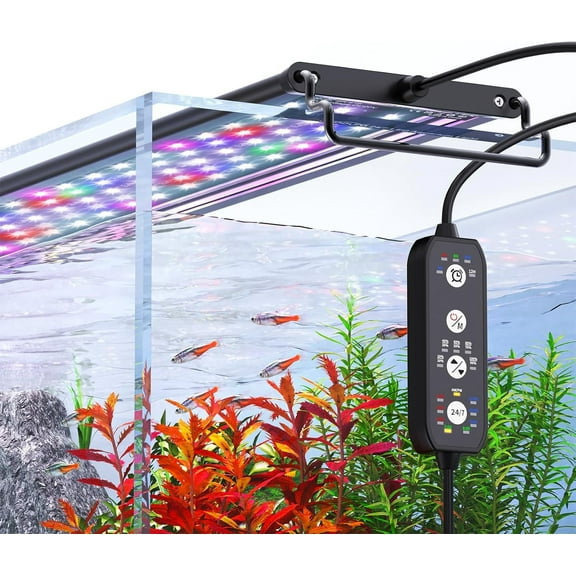 SEAOURA 42W High Output LED Aquarium Light - Full Spectrum for 48"-54" Planted Tanks, Sunrise to Moonlight Cycle & 7-Color Control (Adjustable Timer/Brightness, Freshwater)