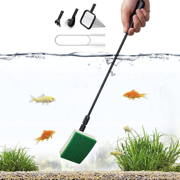 SEAOURA 5-in-1 Aquarium Algae Scraper & Cleaning Kit | Multi-Functional Tools for Freshwater, Nano & Small Glass Fish Tanks - Remove Algae, Clean Debris & Maintain Tank Hygiene Easily
