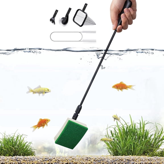 SEAOURA 5-in-1 Aquarium Algae Scraper & Cleaning Kit | Multi-Functional Tools for Freshwater, Nano & Small Glass Fish Tanks - Remove Algae, Clean Debris & Maintain Tank Hygiene Easily
