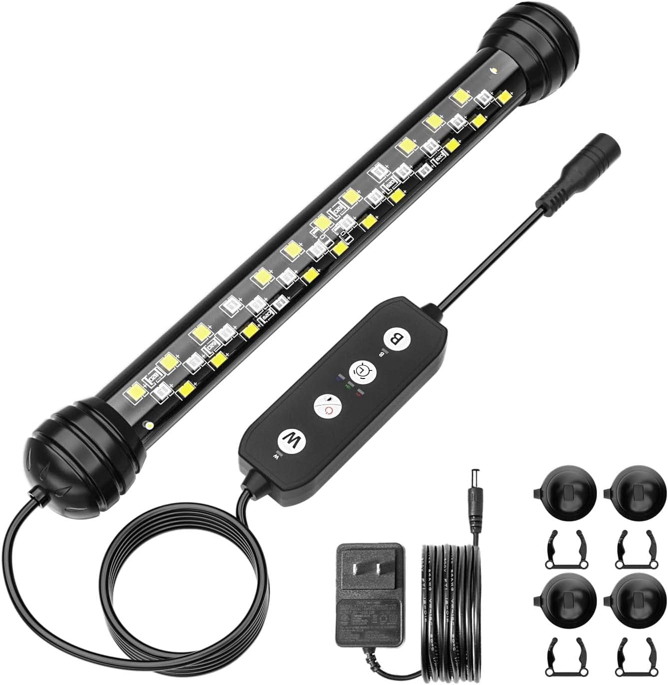 ‌SEAOURA 7 Inch LED Aquarium Light with Timer - Submersible Fish Tank Light, Auto On/Off, 3 Lighting Modes & Adjustable Brightness, 5W Full Spectrum for 7.8-17 Inch Planted Tanks