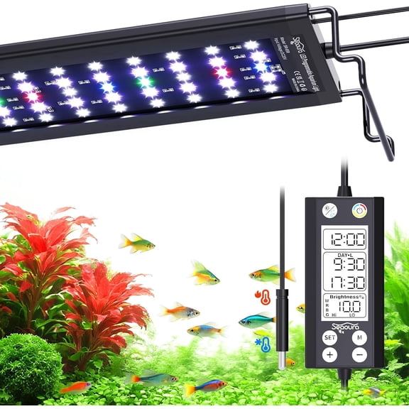 SEAOURA Aquarium Full Spectrum LED Plant Light - 18-24in, 24/7 Programmable with Power Off Memory, WRGB Custom Color, 20-Level Dimmable for Freshwater Fish Tanks