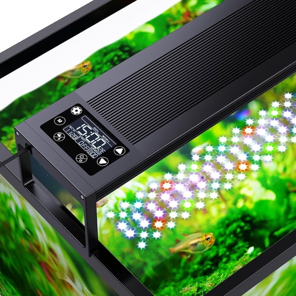 SEAOURA Auto Timer Aquarium Light for 18-24 Inch Tanks - 9 Colors, 3 Modes (DIY/Day/Night/Cycle), Weather Effects, Plant Growth LED, Energy Efficient 26W
