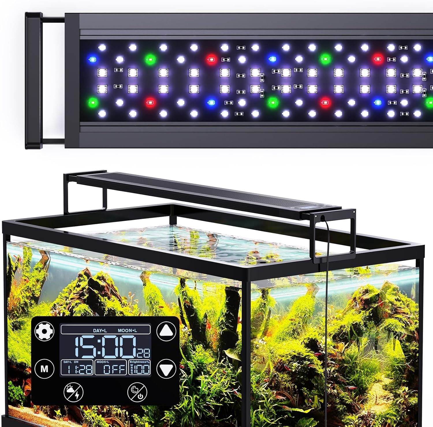 SEAOURA Auto Timer Aquarium Light for 24-30 Inch Tanks - 9 Colors, 3 ...