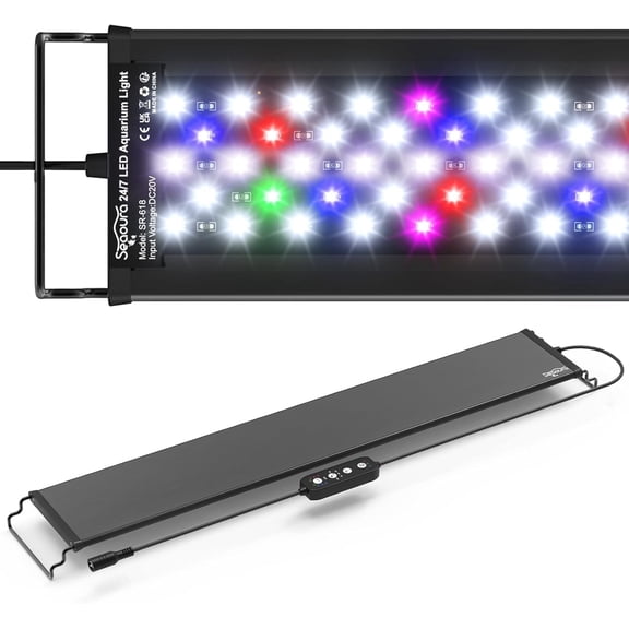 SEAOURA Led Aquarium Light for 24 Inch to 30 Inch Fish Tank, 24/7 Cycle and DIY Mode, Full Spectrum, 7 Colors, Auto On/Off, Adjustable Timer/Brightness, 22W Fish Tank Lights with Extendable Bracket