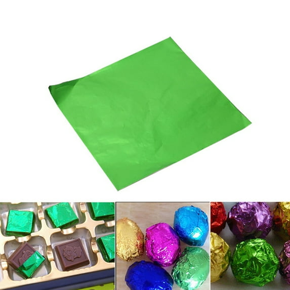 SEARCHI 100Pcs 10 Colors Aluminum Foil Wrapper Chocolate Candy Wrapping Tin Paper Embossing Paper 3.15 "X 3.15"(8X8cm)