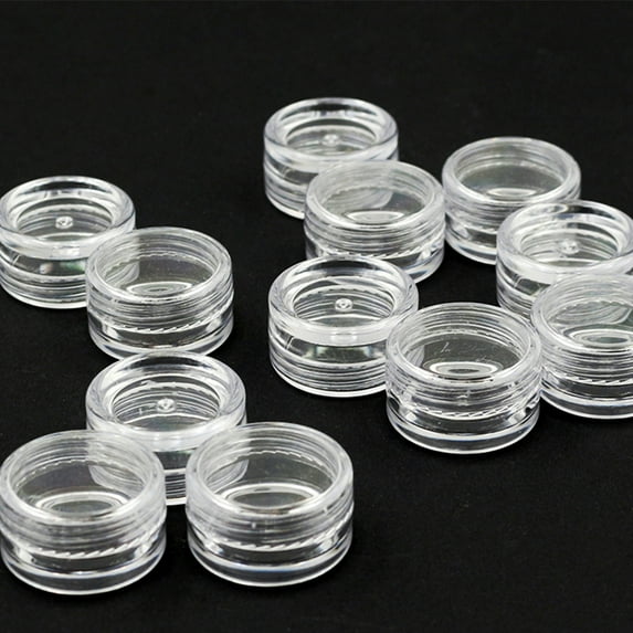 SEARCHI 2.5ML Sample , Small Mini , Plastic Sample Jars Cosmetic, Creams, Makeup, Nails, Empty Round Sample