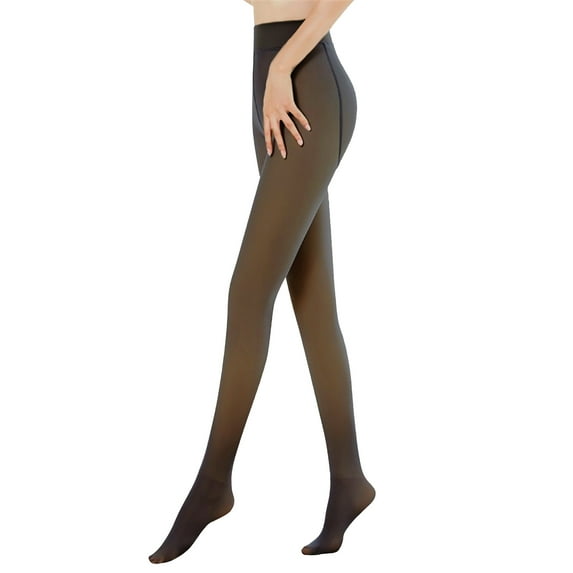 SEARCHI Autumn Winter Warm Insulated Tights Women Leggings Elastic Thin All-- Pantyhose Fleece Tights High Waist Thermal Leggings Pantyhose Skin-Transparent