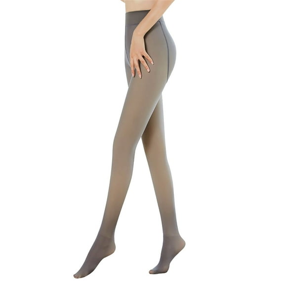 SEARCHI Autumn Winter Warm Insulated Tights Women Leggings Elastic Thin All-- Pantyhose Fleece Tights High Waist Thermal Leggings Pantyhose Skin-Transparent
