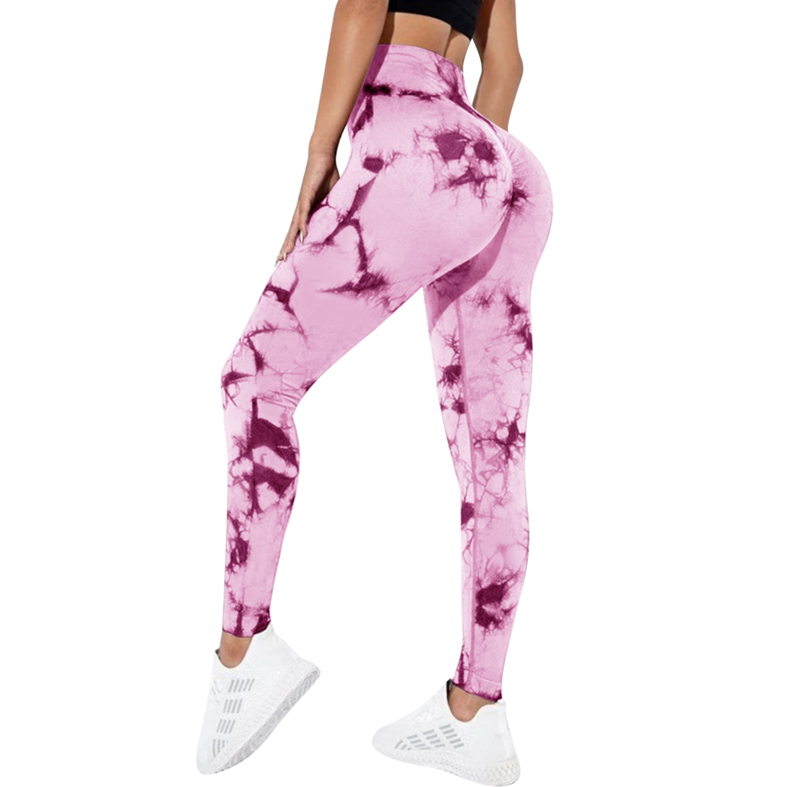 SEARCHI Booty Leggings Tie-dye Full Length Skin Tight Butt Lifting Workout  Legging High Waist Tummy Gym Yoga Pants Women Soft Squat Proof Sweatpants 