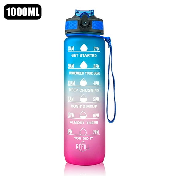 SEARCHI Sports Water Bottle 1L, 1 litre Fitness Water Bottle with Time /Straw, Motivational Drink Bottle BPA Free Leak proof for Gym School Cycling Camping Running