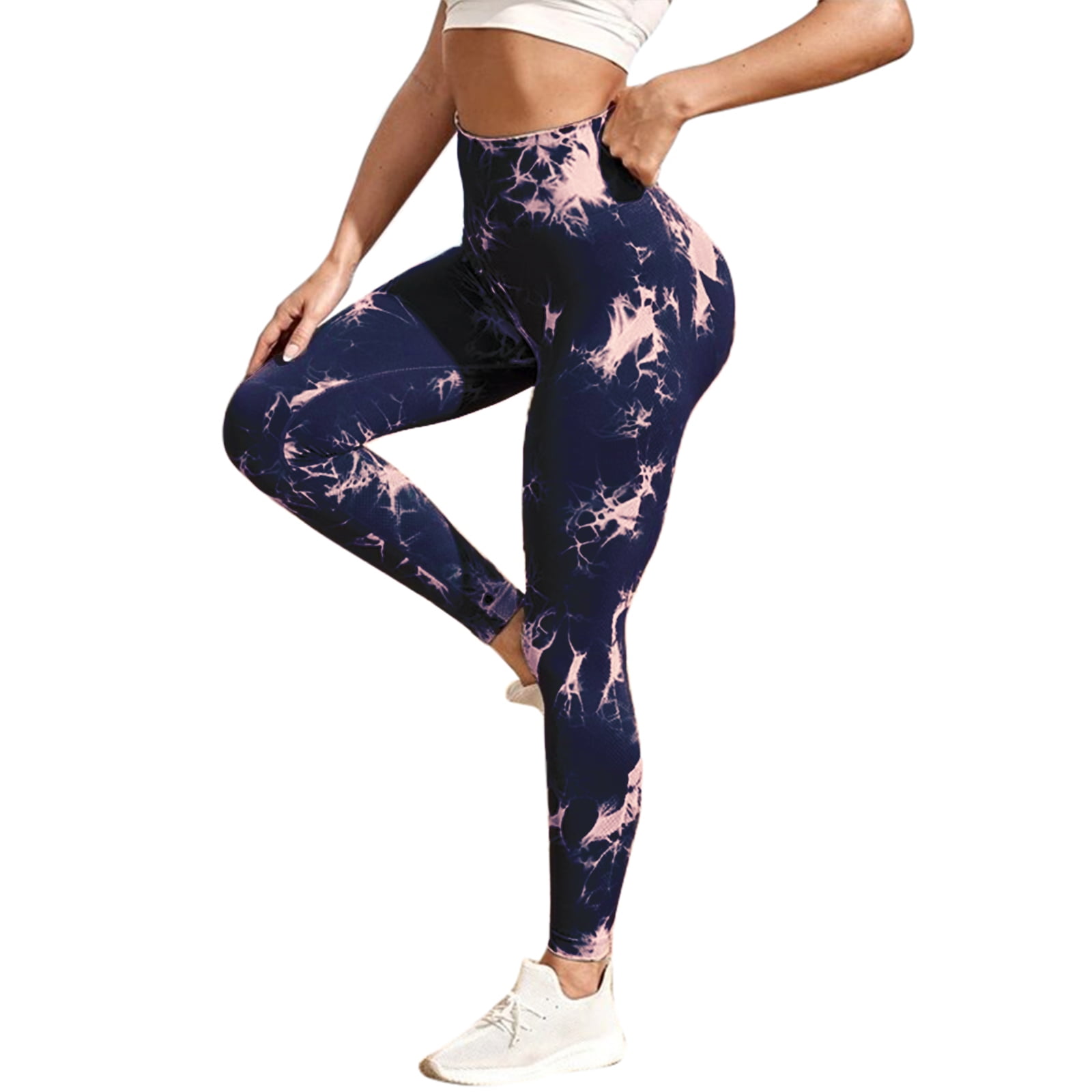 SEARCHI Tie Dye Workout Leggings Women High Waist Gym Leggings Yoga Pants  Booty Scrunch Tummy Ruched Tights 