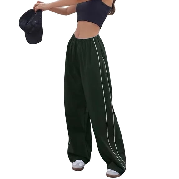 SEARCHI Women Casual Pants Baggy Cargo Pants Wide Leg Loose Trousers Streetwear Jogger Trousers Hippie Punk Style
