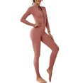thumbnail image 1 of SEARCHI Womens Jumpsuit Long Sleeve Solid Color  Zip,  Piece Casual Workout Sets Sexy Bodycon Legging  Jogger Yoga Runing,, 1 of 6