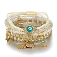 thumbnail image 1 of SEARIPE 6 Pcs Beaded Bracelets Jewelry Rhinestone Eye Hand Decor Boho Multilayer Stackable Bracelets for Women Girls Beige, 1 of 4