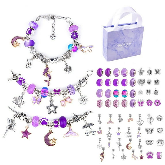 SEARIPE Charm Bracelet Making Kit, Jewelery Making Kit for Girls DIY Handmade Crafts Jewelry Making Charms Bracelet Making Set with Exquisite Gift Box Purple