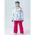 thumbnail image 1 of SEARIPE Girl's Winter Skisuit Set, Winter Thicken Warm Hooded Ski Jacket Bib Pants Set Windproof Waterproof Rose Red US4, 1 of 9