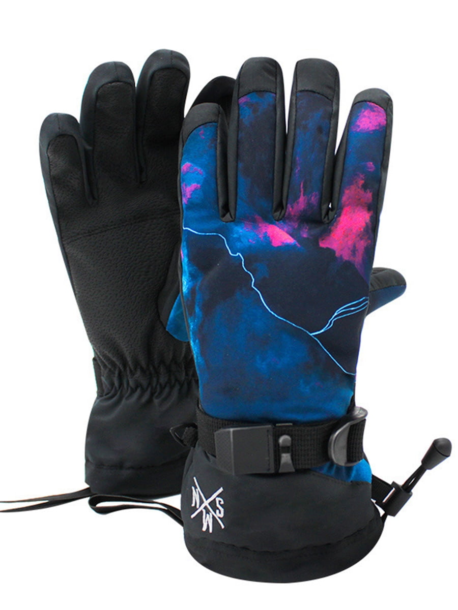 SEARIPE Men and Women Unisex Ski Gloves Waterproof Touchscreen Winter Warm Snow Mittens for Skiing Snowboarding and Outdoor Sports Lightning Cloud L