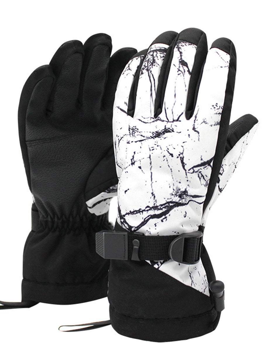 SEARIPE Men and Women Unisex Ski Gloves Waterproof Touchscreen Winter Warm Snow Mittens for Skiing Snowboarding and Outdoor Sports Marble M