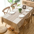 thumbnail image 1 of SEARIPE Rectangle Cotton Linen Tablecloth with Tassels, Color Block Dust-Proof Tablecloth for Table Decoration Kitchen Dinning Party Khaki 55" x 79", 1 of 9
