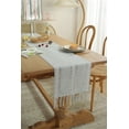 thumbnail image 1 of SEARIPE Rustic Table Runner with Tassels, Cotton Linen Boho Table Runner for Party Dining Home Decor Farmhouse Table Runners Gray 13"x90", 1 of 7