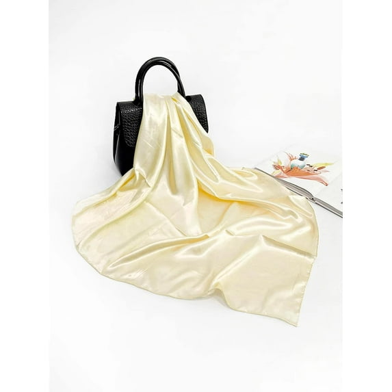 SEARIPE Women Solid Satin Scarf Large Square Scarf Headscarf Beige