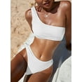 thumbnail image 1 of SEARIPE Women Textured One Shoulder High Waisted Bikini Swimsuit Baby White L, 1 of 5