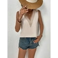 thumbnail image 1 of SEARIPE Women V Neck Cami Tank Top Sleeveless Guipure Lace Panel Casual Blouse Apricot XL, 1 of 5