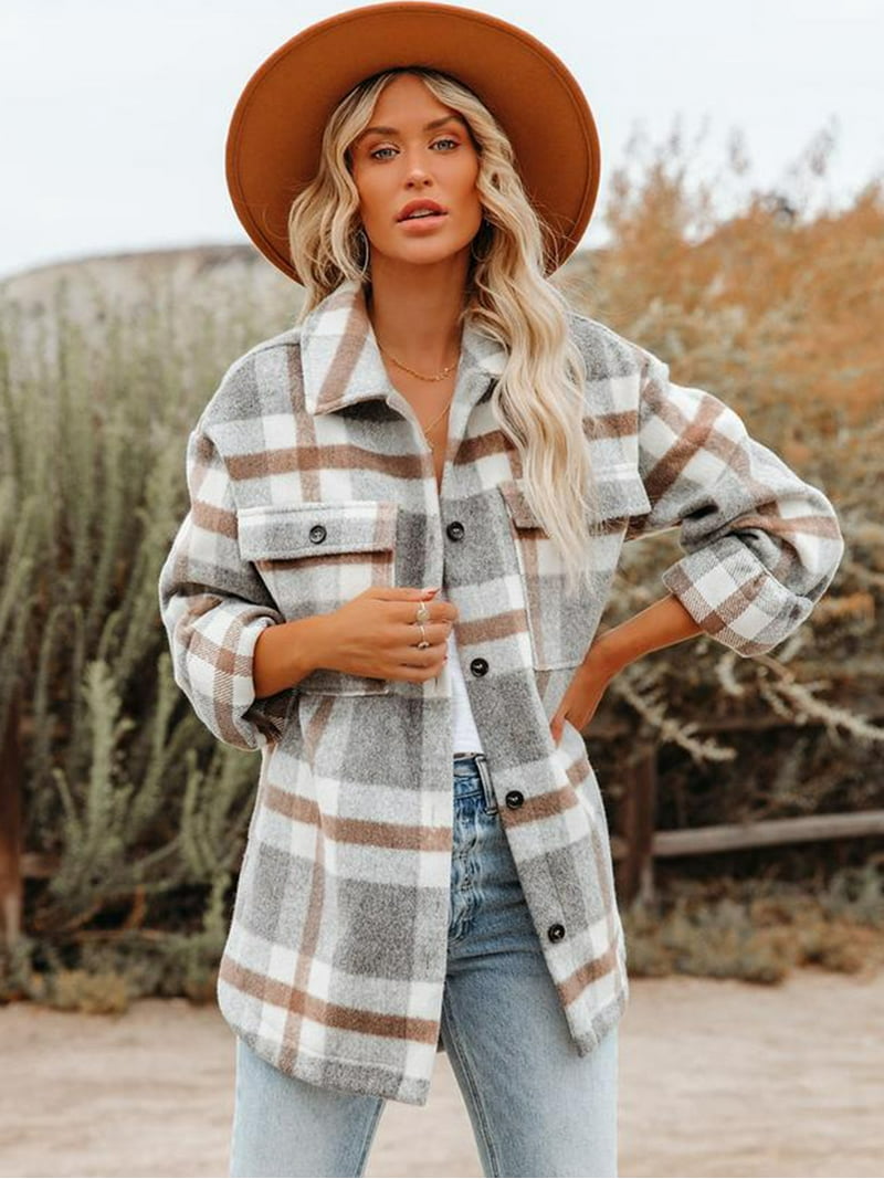 Flannel Jacket Oversized Shirt Jacket Womens Flannel Shirt Jacket