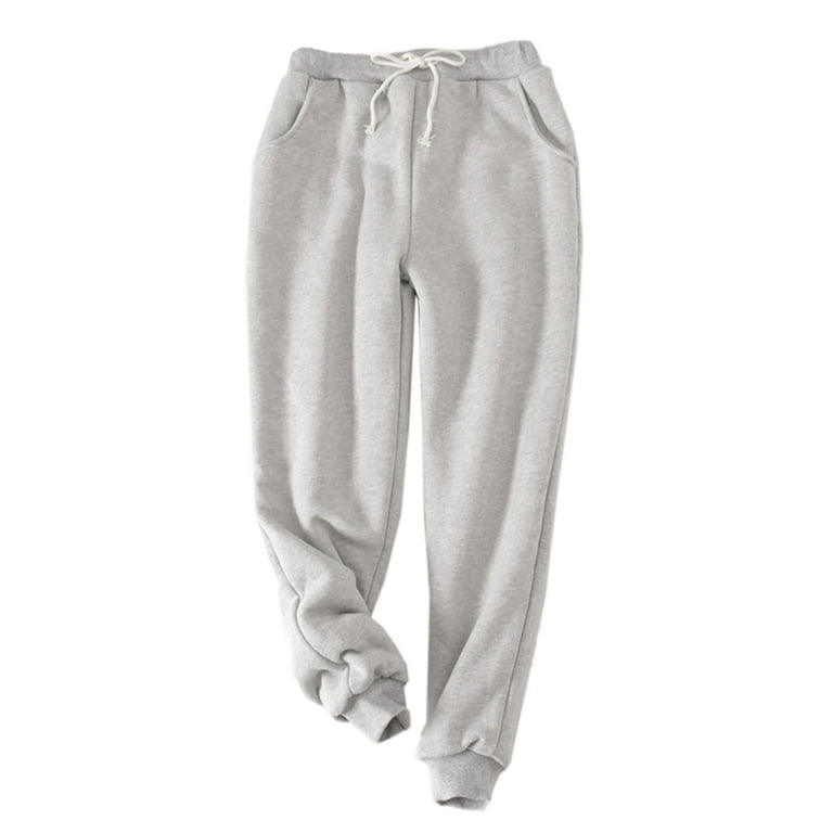 SEARIPE Women s Sherpa Lined Sweatpants Winter Warm Drawstring Fleece Lined Athletic Jogger Pants with Pockets Light Grey XL Walmart
