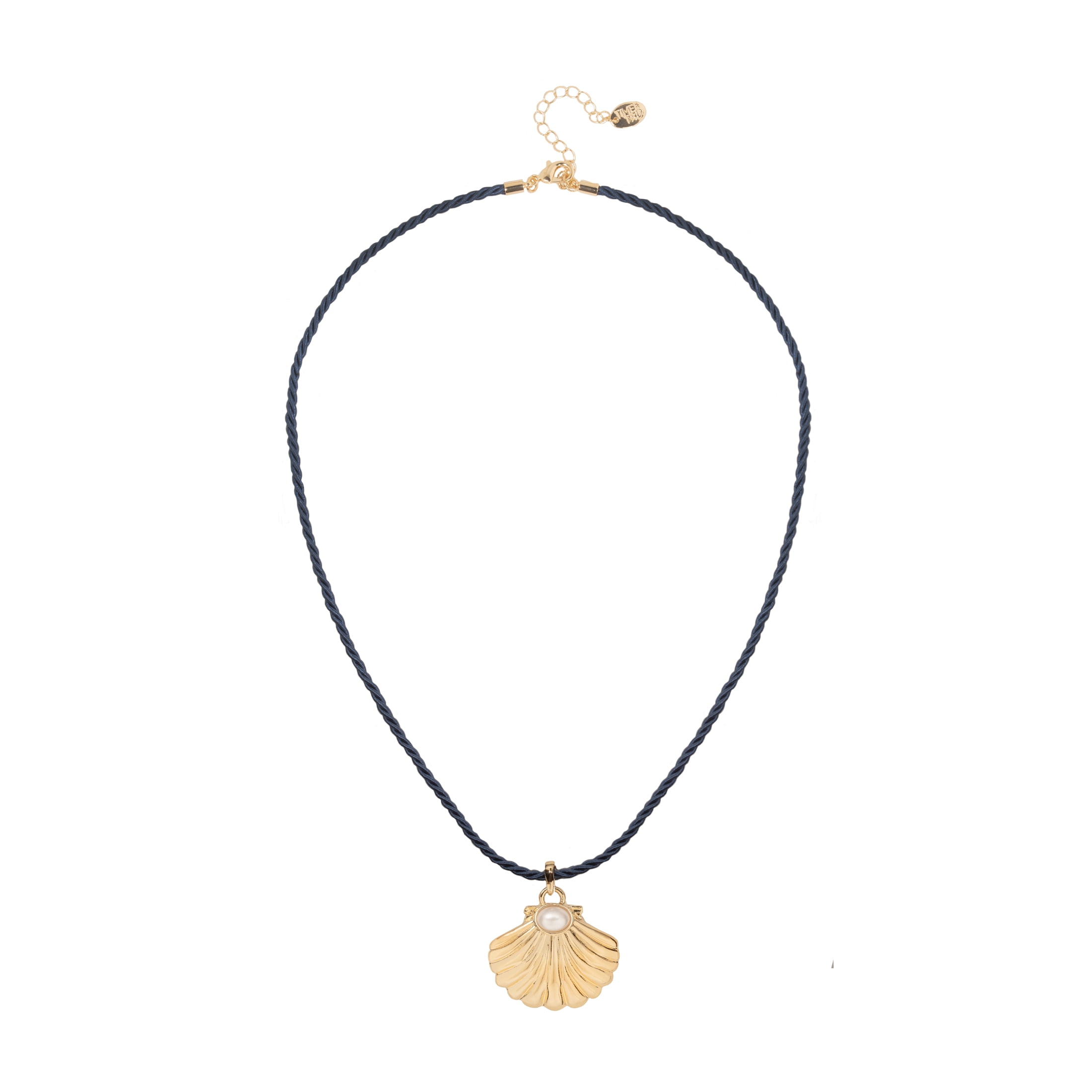 Time and Tru Elegant Seashell and Pearl Corded Pendant Necklace with Gold Tone Finish