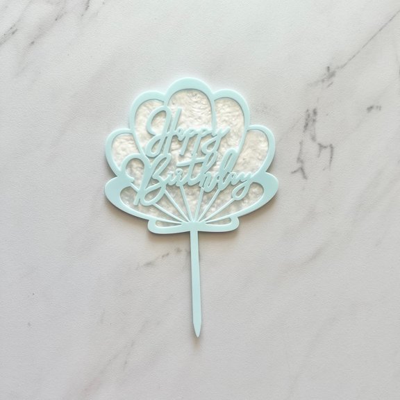 SEASHELL HAPPY BIRTHDAY CAKE TOPPER
