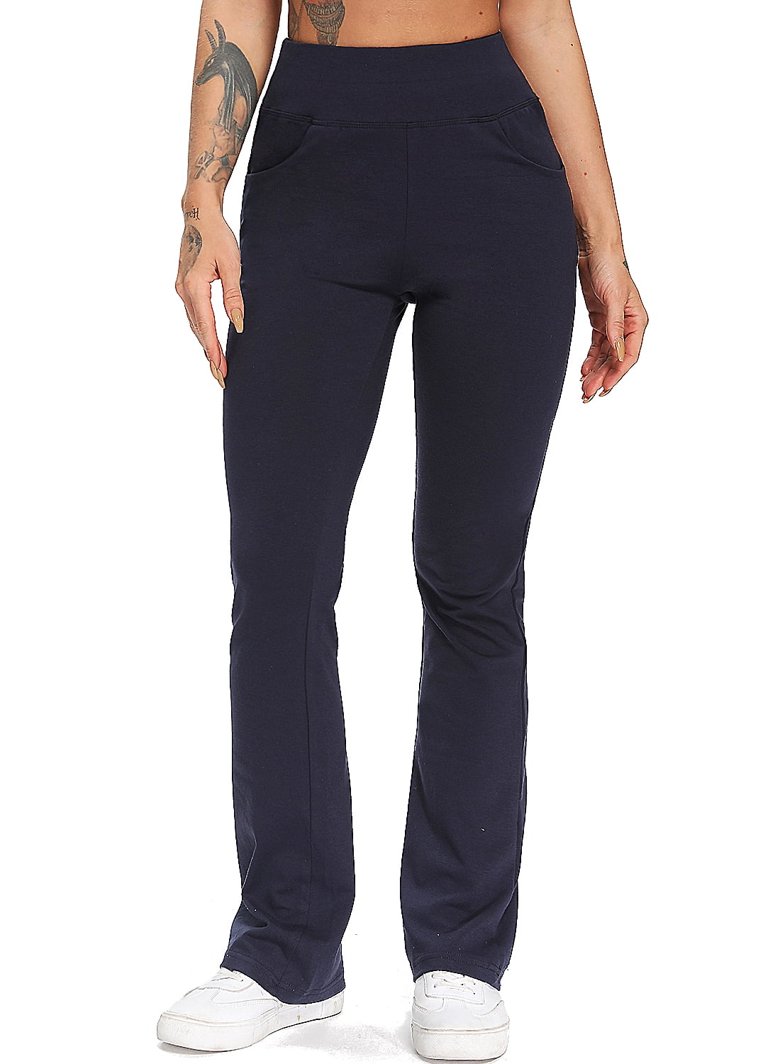 SEASUM Women's Flared Yoga Pants With Pockets Workout Bootcut Athletic