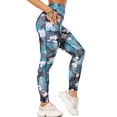 thumbnail image 1 of SEASUM Women's High Waist Floral Printed Yoga Leggings With Pockets Workout Athletic Pants Flower Blue XL, 1 of 7