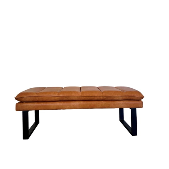 SEAT4U 48" Cumberland Metal Frame Distressed PU Bench