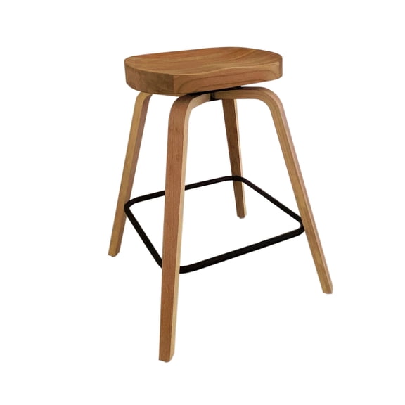 SEAT4U Elm Wood Seat Swivel Counter Bar Stool Chair 25.5"H
