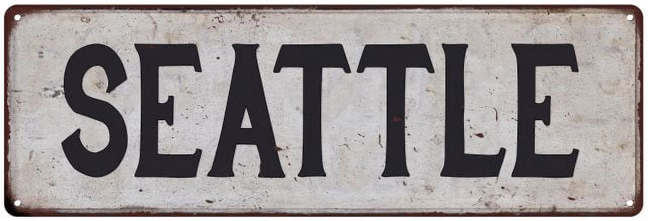 Seattle Information Sign SEATTLE Vintage Look Rustic Metal 6x18 Sign City State 206180041140 ...