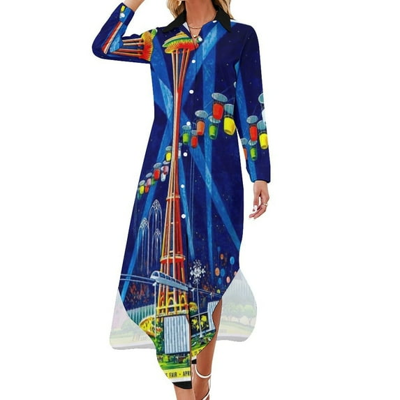 SEATTLE WORLDS FAIR : Vintage 1962 Advertising Print Long Sleeved Shirt Dress luxury evening dress woman for wedding