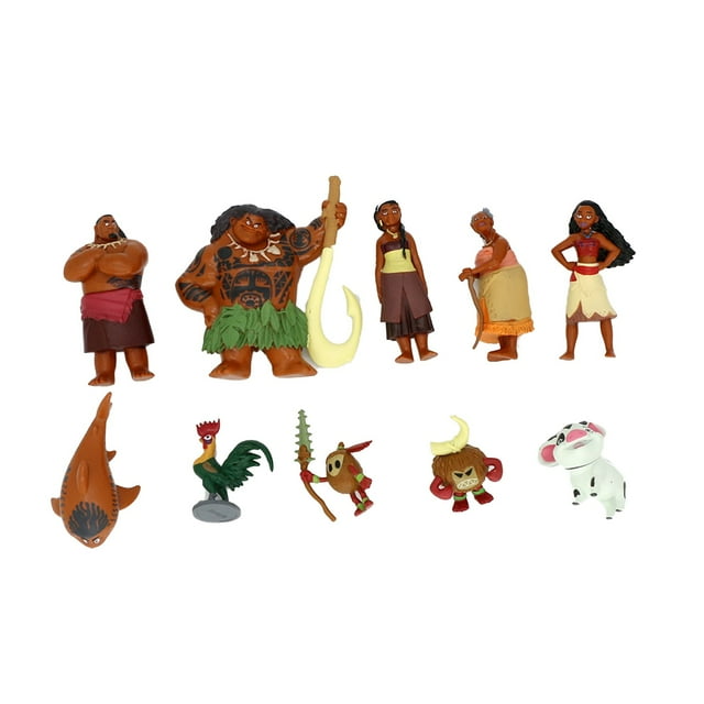 SEAYI 10 PCS Moana Doll, Moana Toys, Fashion Doll Set With 10 Dolls Princess Moana Dolls And Friends Dolls Christmas Table Decor Christmas Gifts for Kids Toys, Moana Toys for Girls, D