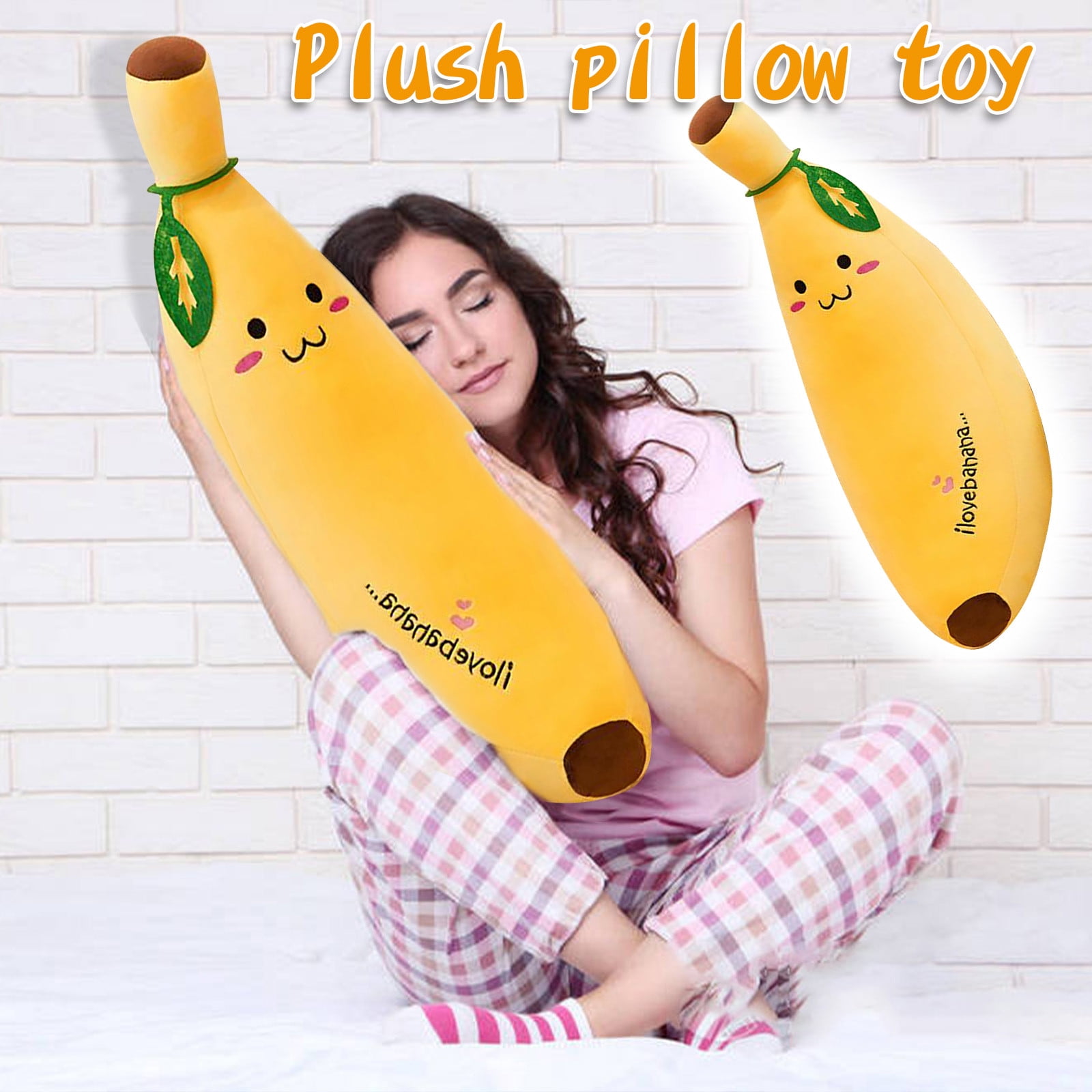 SEAYI 19.69" Valentine's Day Banana Pillows Love Heart Couple Cushions
