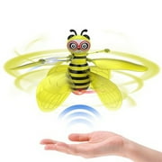 SEAYI 2023 Flying Ball Toys Clearance Sale│RC Toys Kids Rechargeable Light Up Flying Orb Toys│Drone Infrared Induction Bee Shape Helicopter Indoor Outdoor Games Toys for Kids 3-10 Years Old Yellow