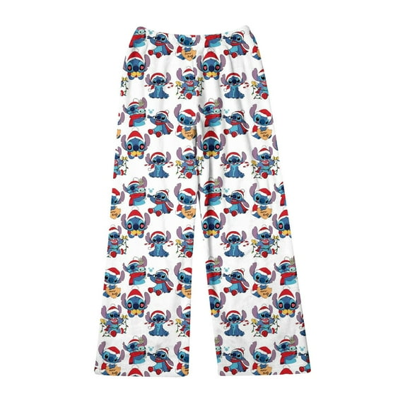 SEAYI Stitch Pajamas for Women, Soft Skin-friendly Pajamas Cartoon Stitch Flannel Pajamas Christmas Sleep Pants Velour Pajamas Christmas Pajamas Women, Christmas Pajamas for Women, White/XS