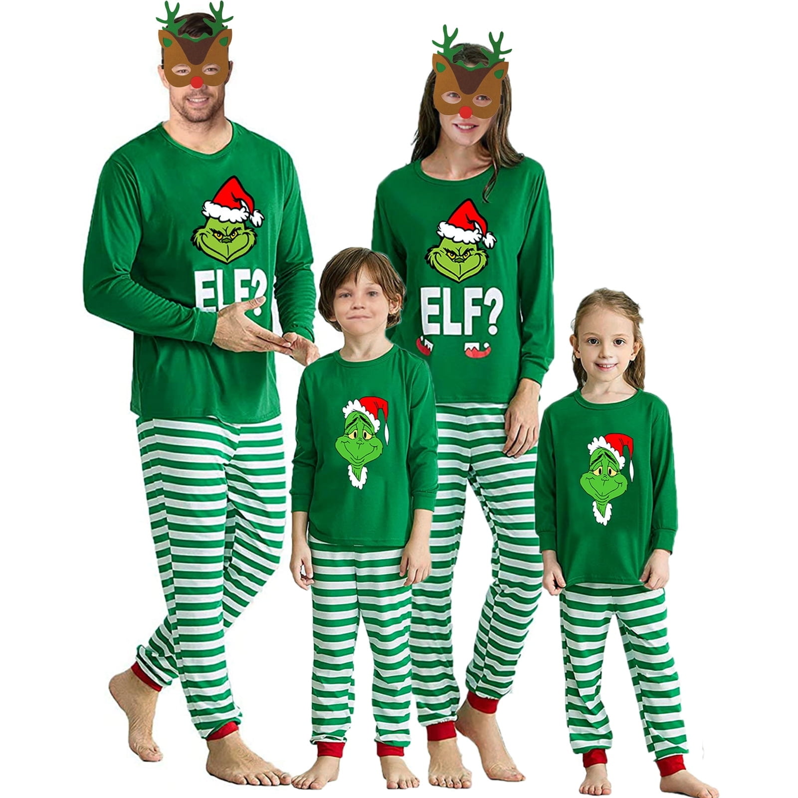 SEAYI Grinch Christmas Pajamas, Soft Grinch Pattern Pajamas Xmas Family ...