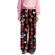 SEAYI Hello Kitty Pajamas Pants, Soft Skin-Friendly Pajama Pants Hello Kitty Women Pajamas Warm Flannel Hello Kitty Home Pants Spider_man Pajamas Flannel Pajamas Pants for Women, Black/XXL